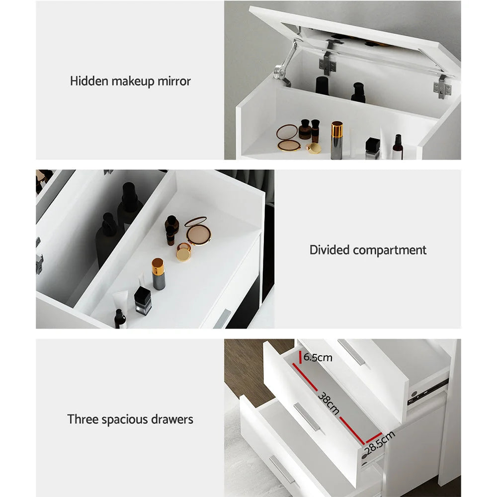 Dressing Table & Bedside Tables 2-in-1 Hidden Makeup Mirror