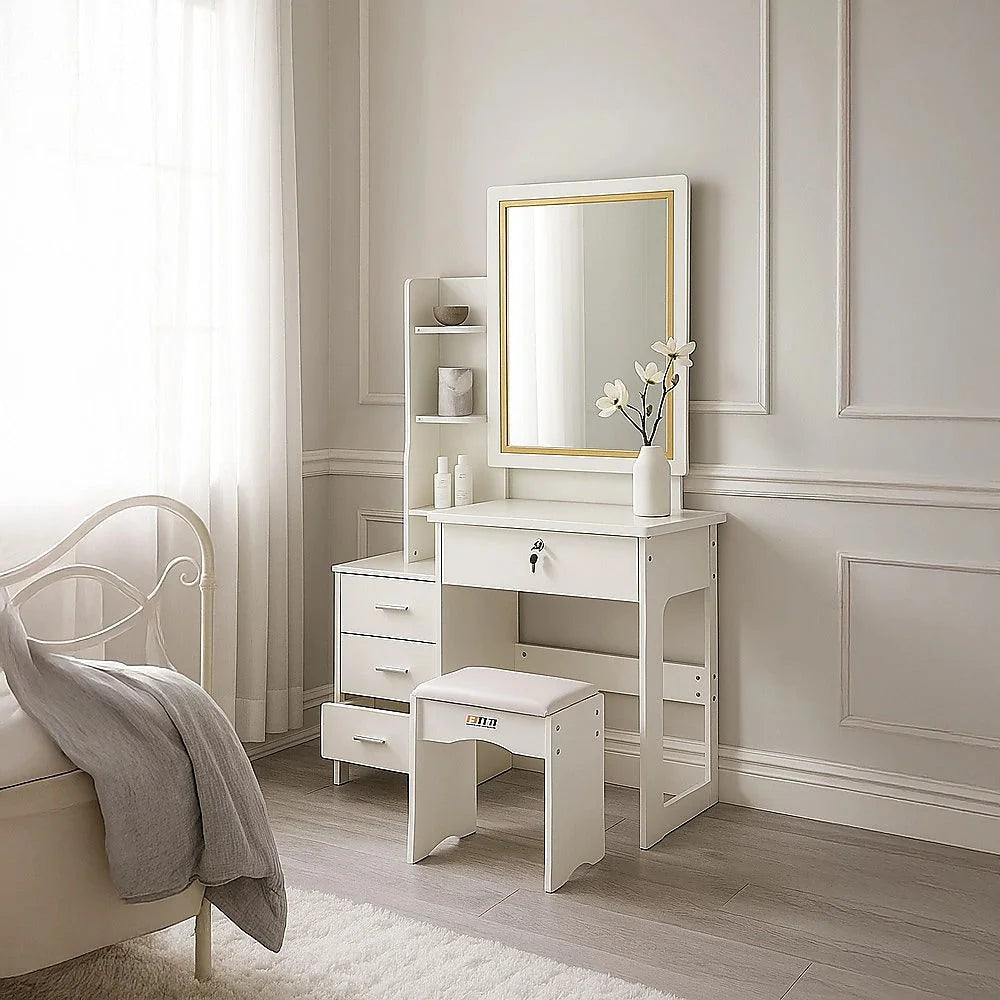 Dressing Table LED Makeup Mirror Stool Set Vanity Desk