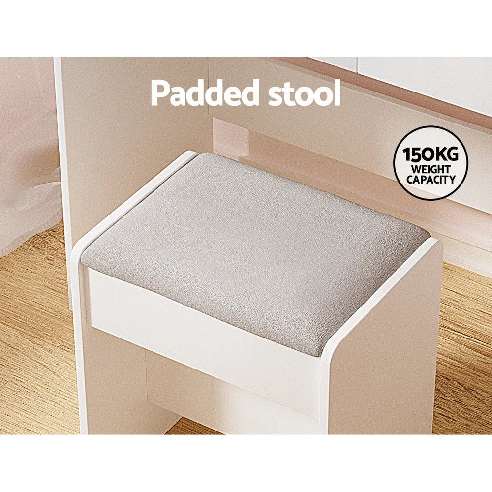 Dressing Table Set with Stool and 10 LED Bulbs - White