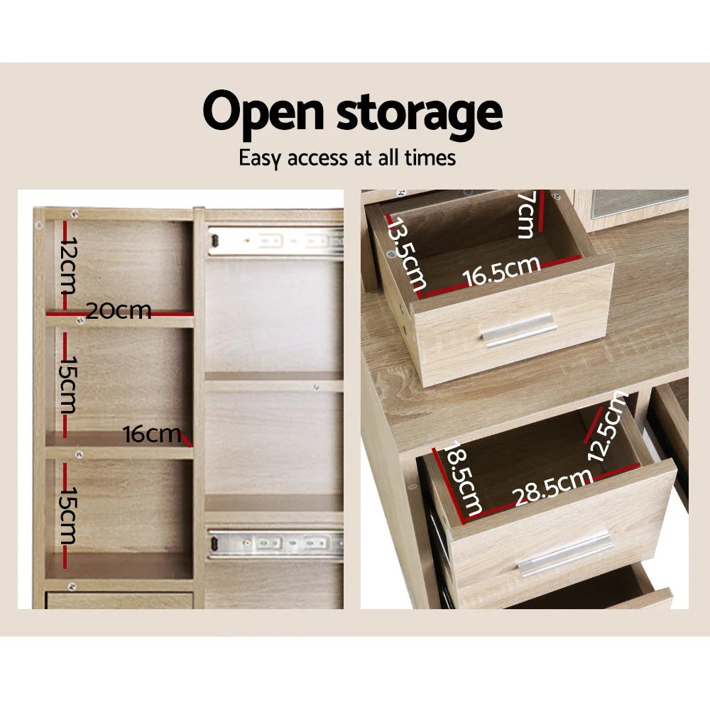 Dressing Table Stool Set with Slide Mirror Makeup Vanity