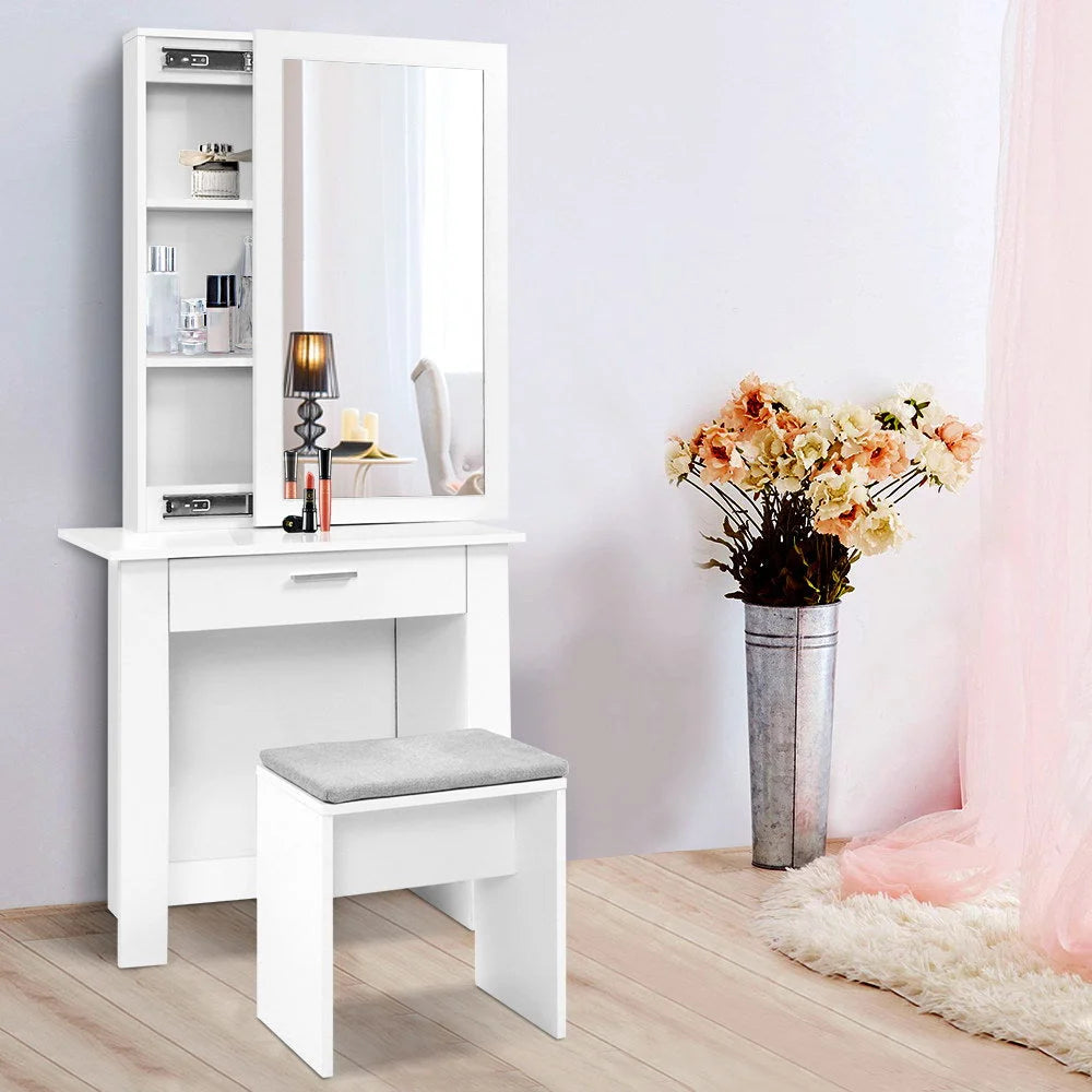 Dressing Table with Mirror and Stool Jewellery Cabinet
