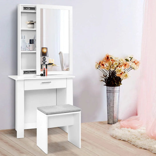 Dressing Table with Mirror and Stool Jewellery Cabinet