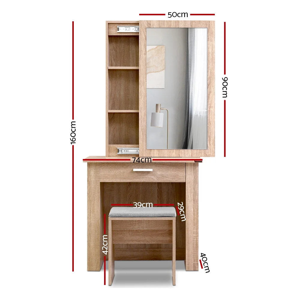 Dressing Table with Mirror and Stool Jewellery Cabinet