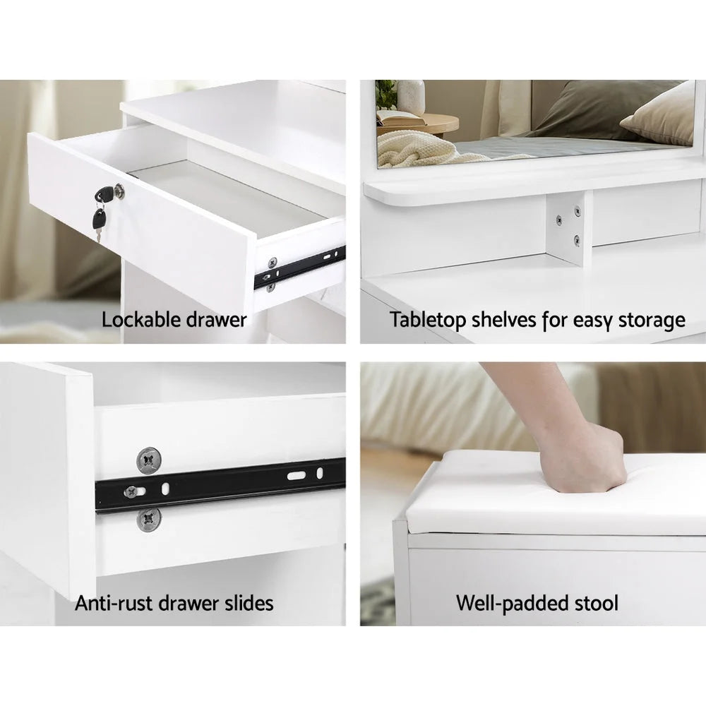 Dressing Table with Mirror Stool Jewellery Cabinet Makeup