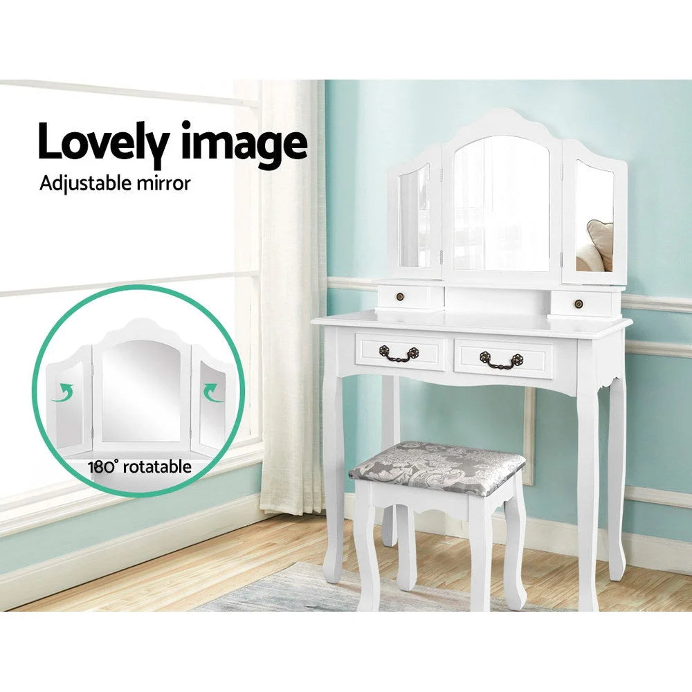 Dressing Table with Mirror White - Bedroom