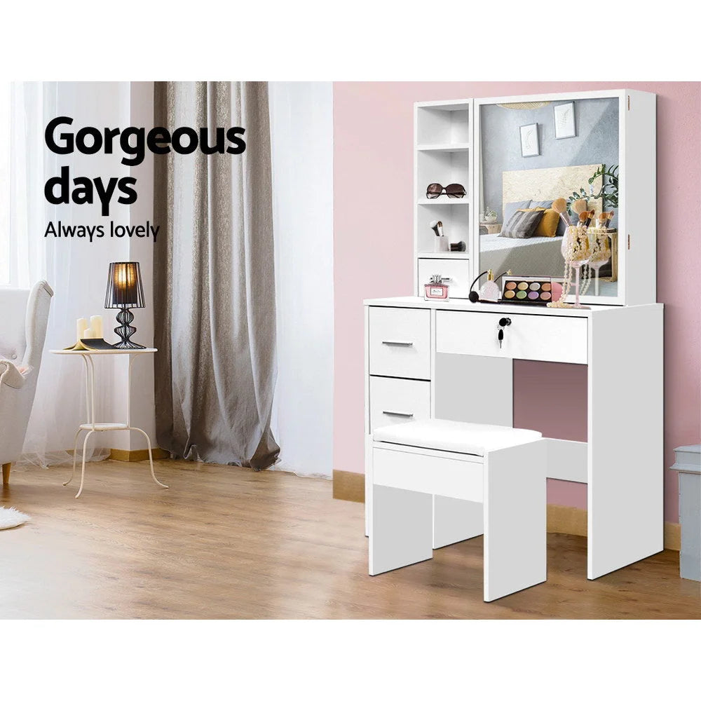 Dressing Table with Stool Mirror Jewellery Cabinet Makeup