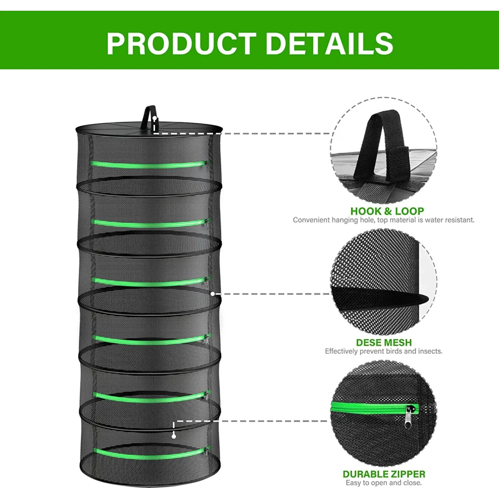 Drying Rack 6-Layer 120cm Foldable Herb Vegetable Fruit