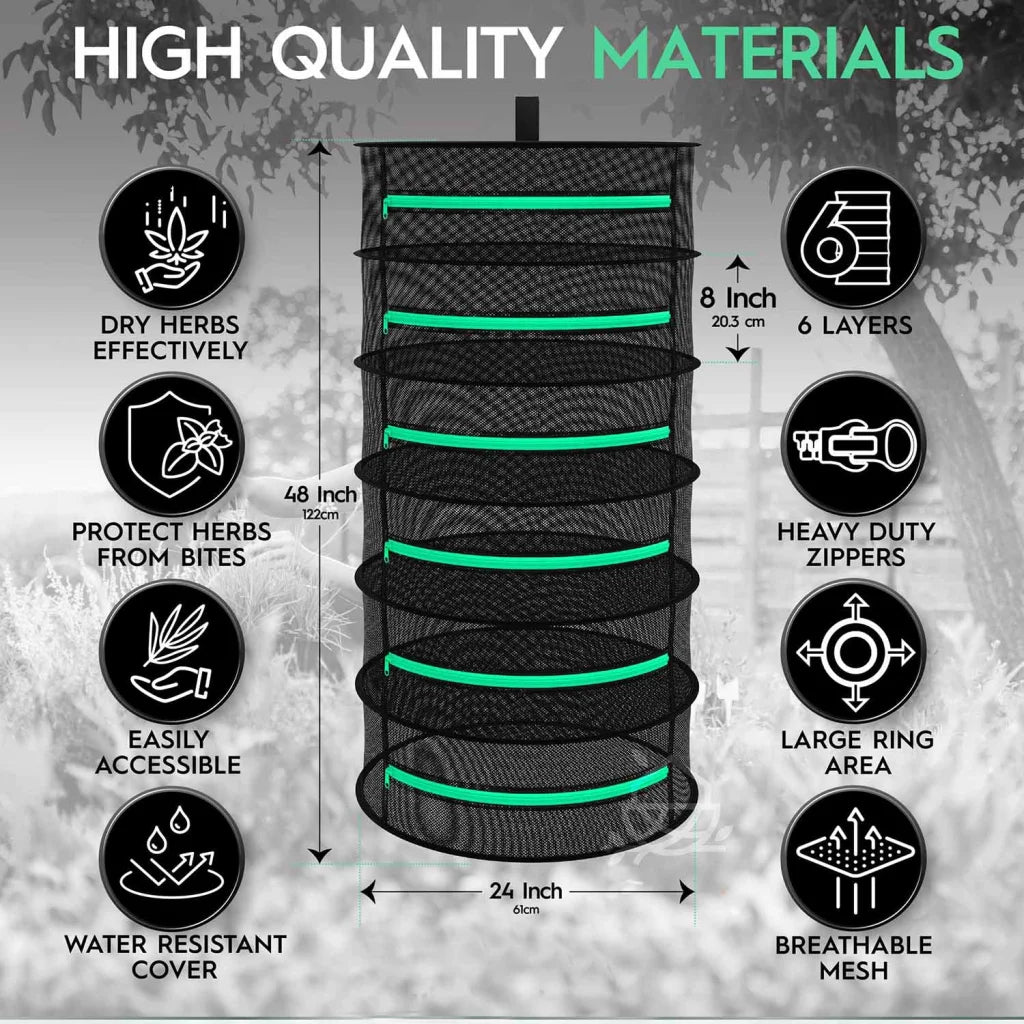 Mesh 120cm drying rack layer with tiered shelves and metal supports