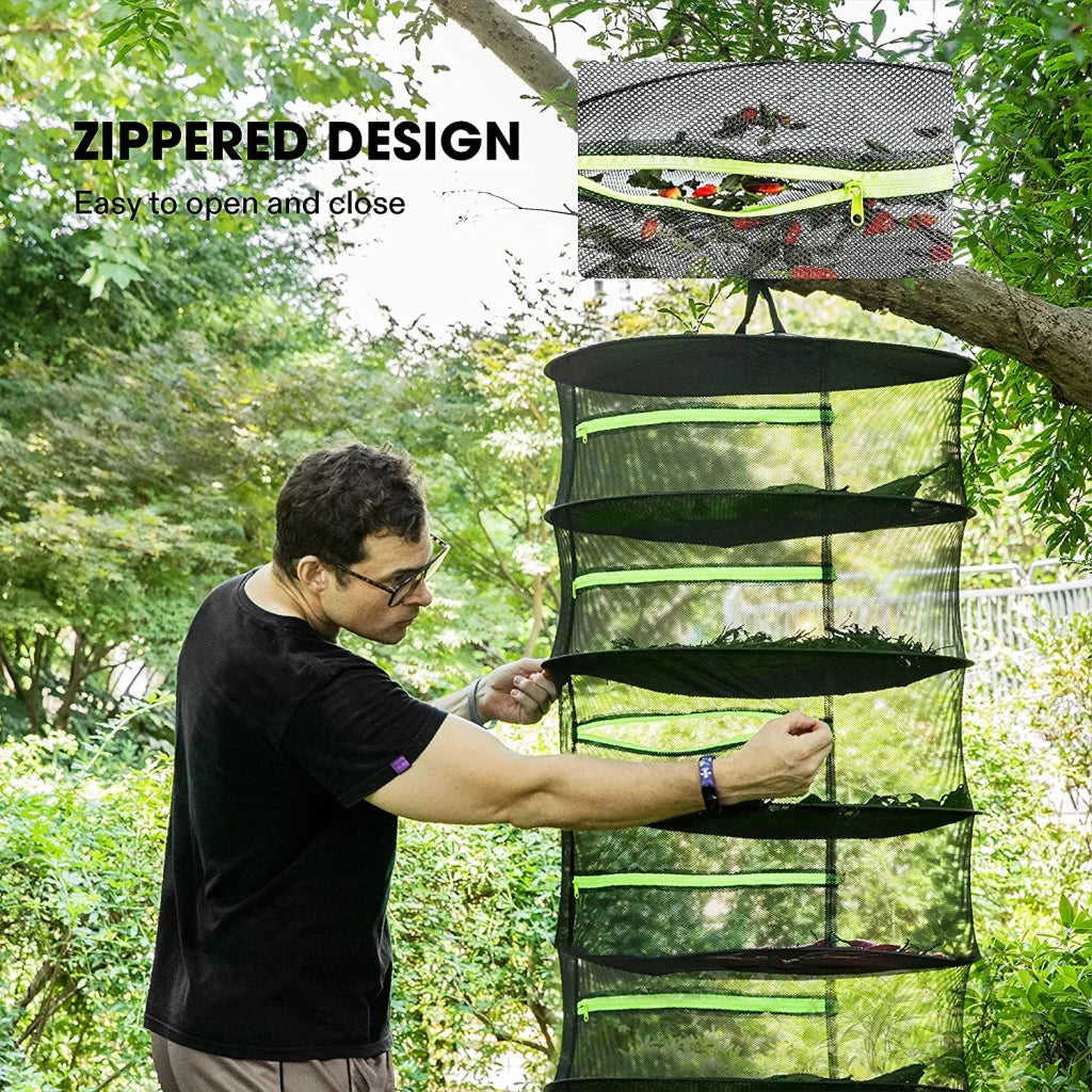 Mesh 120cm drying rack layer with upright supports and shelf tiers