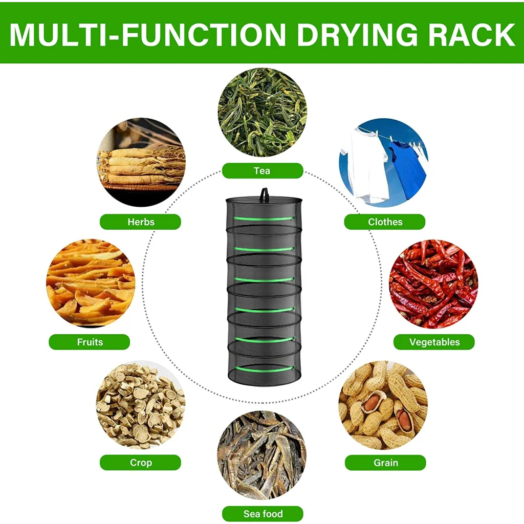 Drying rack layer with open shelves and sturdy supports