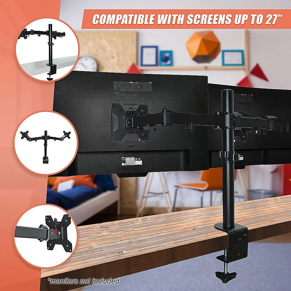 Dual LCD Monitor Desk Mount Stand Adjustable Fits 2 Screens
