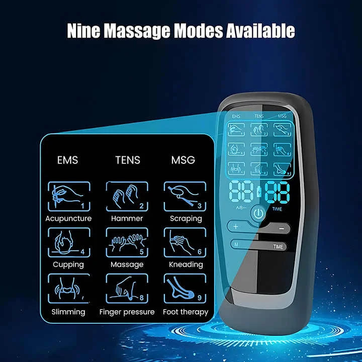 Dual Output EMS/TENS Massage Device with 9 Modes and Type-C