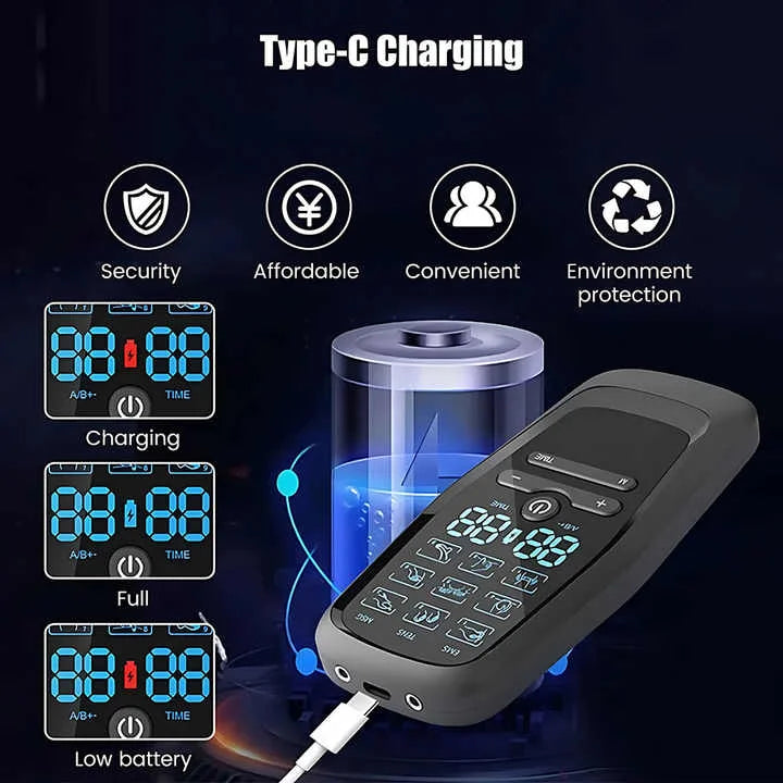 Dual Output EMS/TENS Massage Device with 9 Modes and Type-C