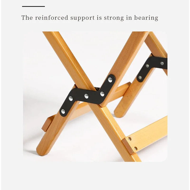 Dual-Purpose Wooden Folding Stool - Walnut Finish 150kg