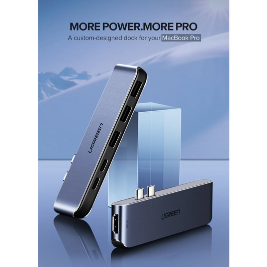 Dual Type-C 5-in-1 USB Hub with 3xUSB 3.0 + USB-C Female
