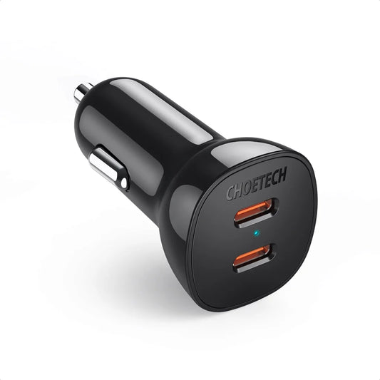 Dual USB-C 36W Car Charger Adapter Black - CHOETECH