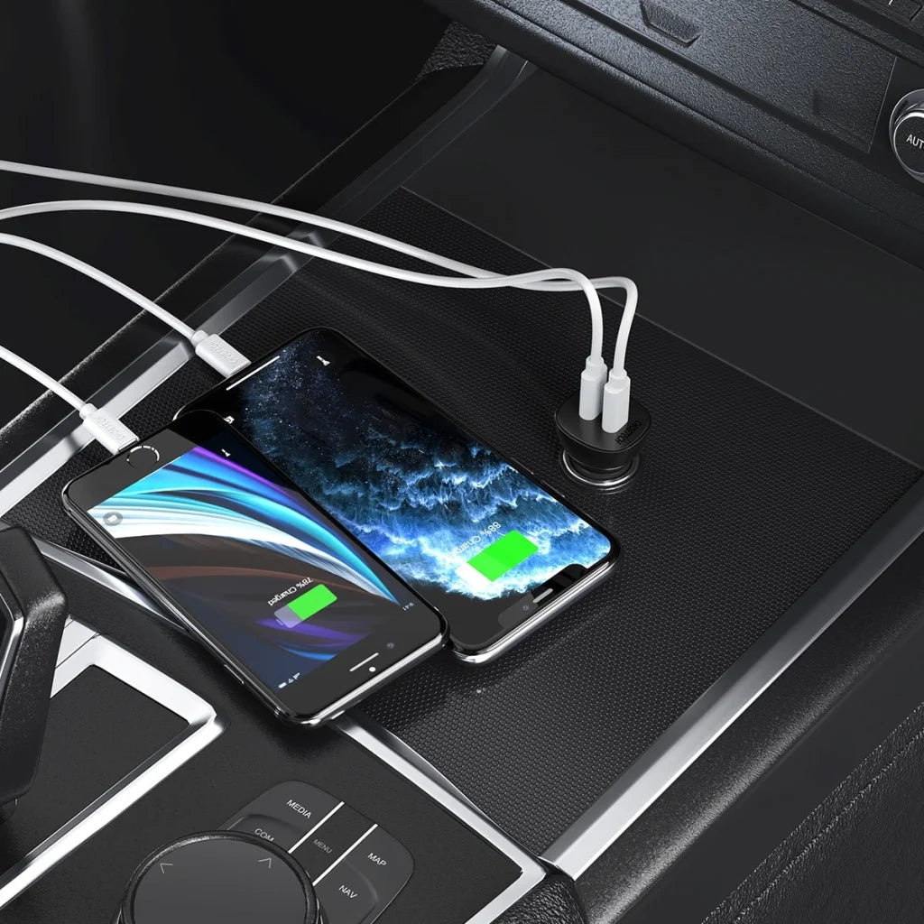 Dual USB-C 36W Car Charger Adapter Black - CHOETECH