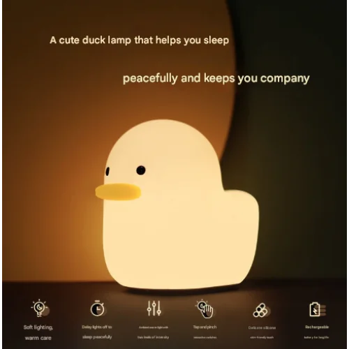 Ducky Silicone Tap-Tap LED Night Light - Rechargeable Sleep
