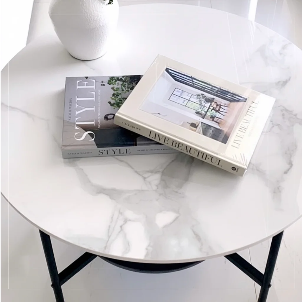 Duke Round Two-Tier Stone Coffee Table - Furniture