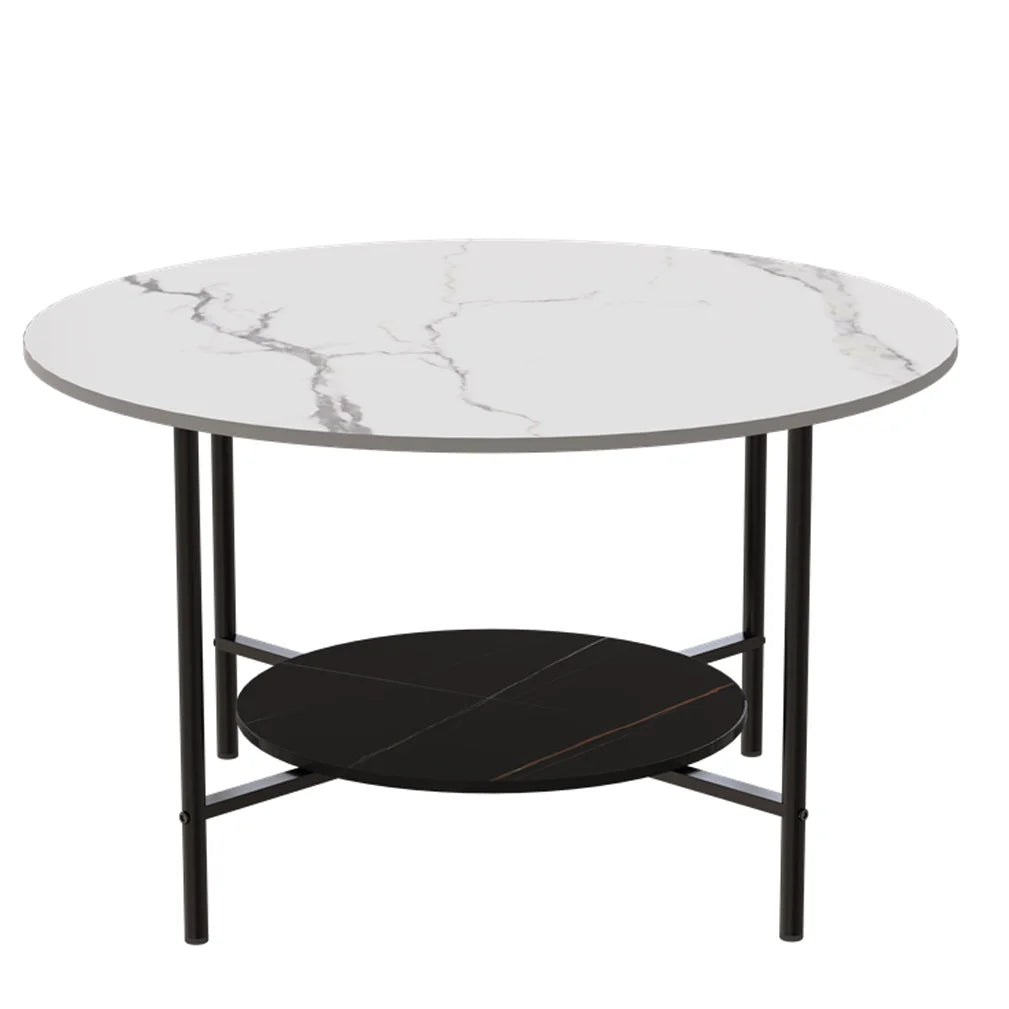 Duke Round Two-Tier Stone Coffee Table - Furniture