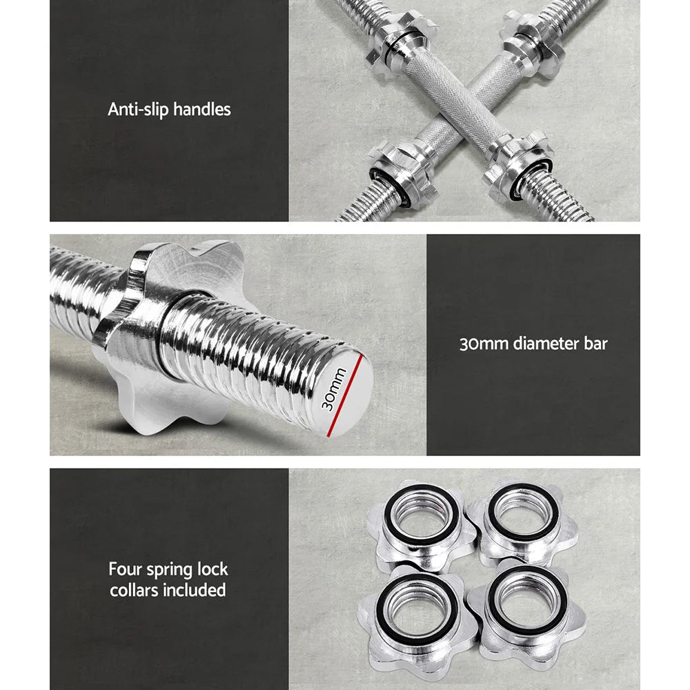 Dumbbell Bar Solid Steel 45cm Pair Gym Home Exercise