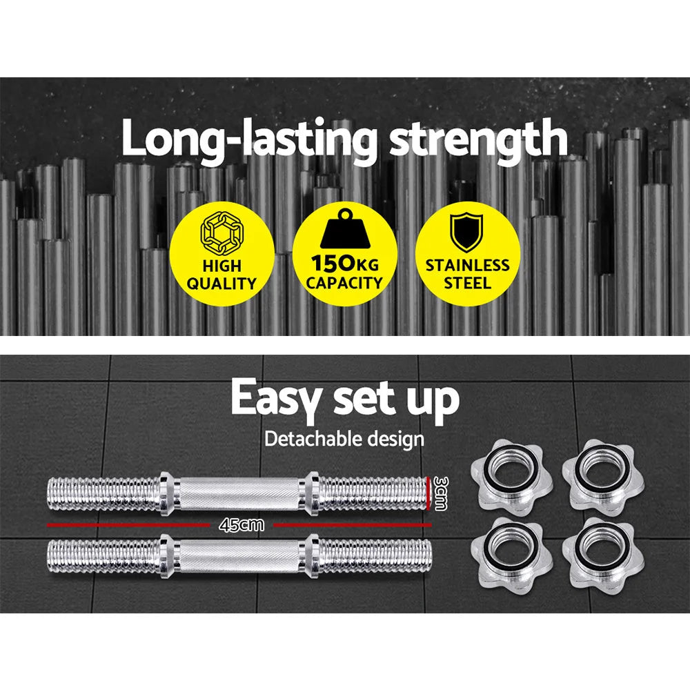 Dumbbell Bar Solid Steel 45cm Pair Gym Home Exercise