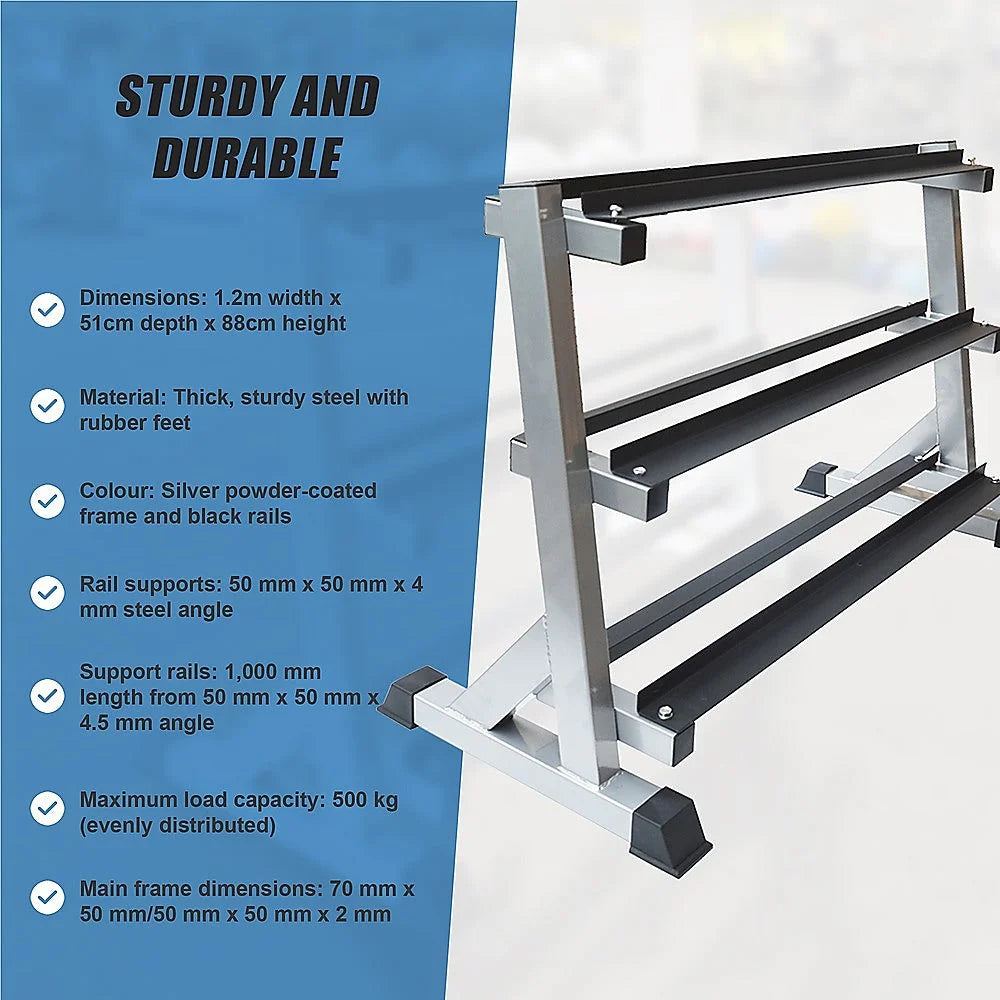 Dumbbell Rack 3-Tier - Dumbbell Weights Storage - Fitness