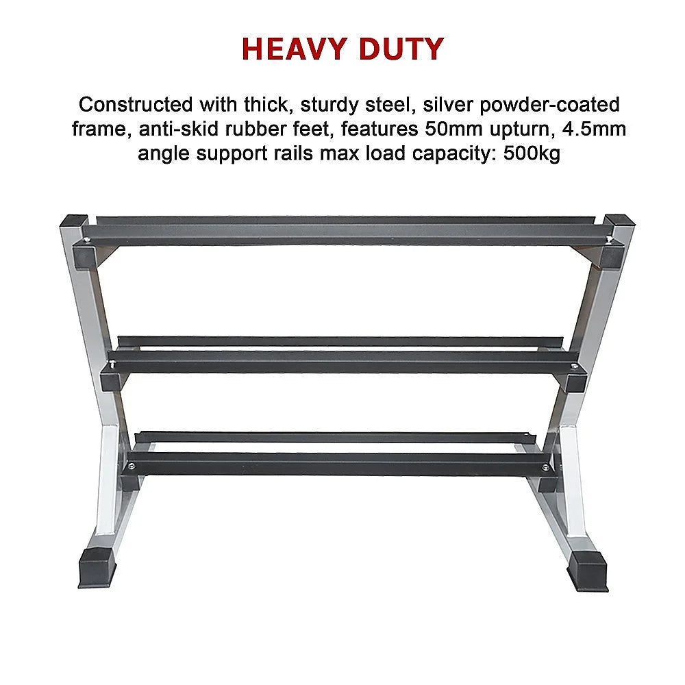 Dumbbell Rack 3-Tier - Dumbbell Weights Storage - Fitness