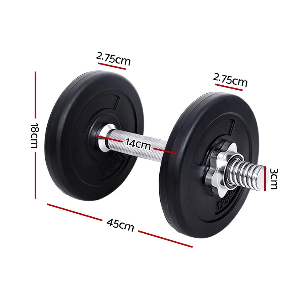 Dumbbell Set 10KG Weight Training Plates Home Gym Fitness