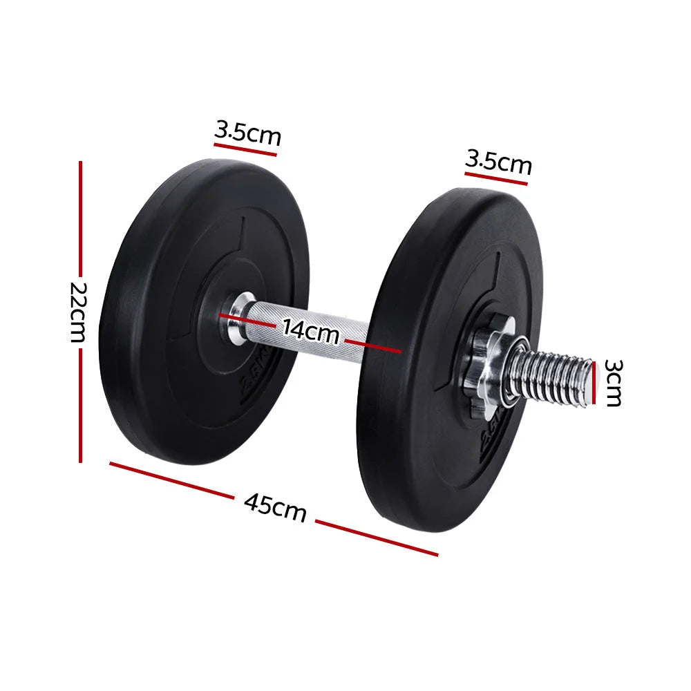 Dumbbell Set 15KG Weight Training Plates Home Gym Fitness