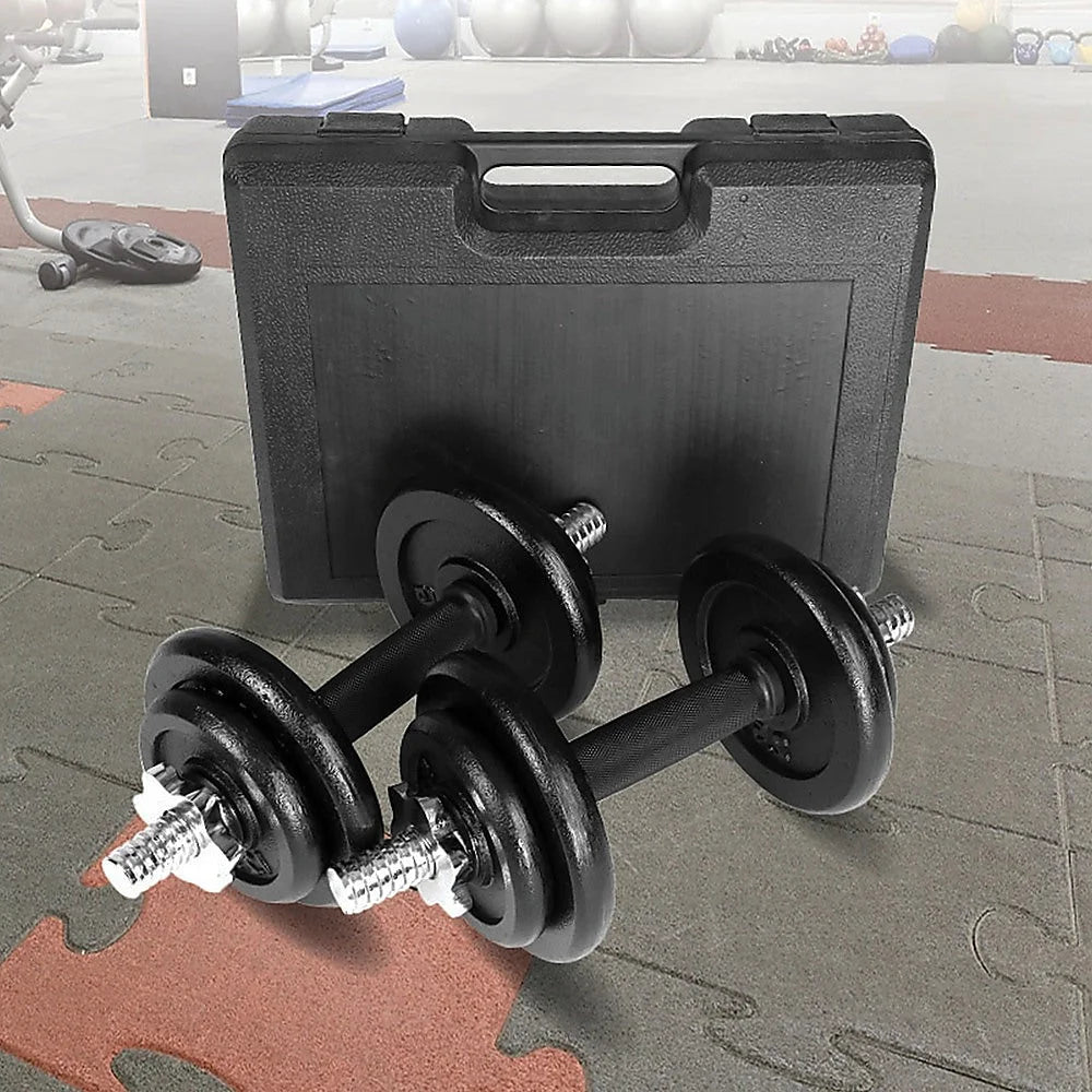Dumbbell Set 20KG Black with Carrying Case - Fitness