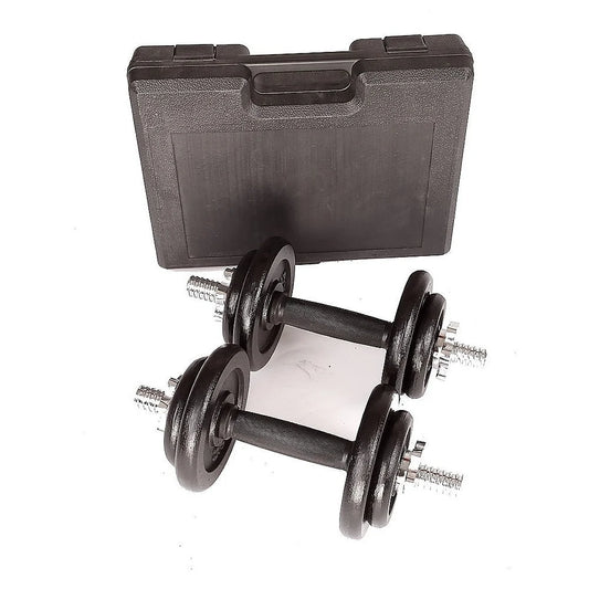 Dumbbell Set 20KG Black with Carrying Case - Fitness