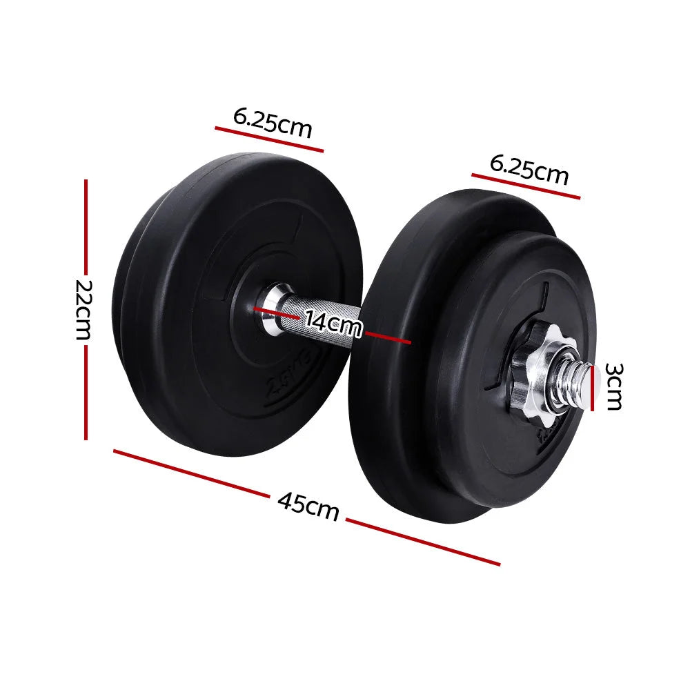 Dumbbell Set 20KG Weight Training Plates Home Gym Fitness