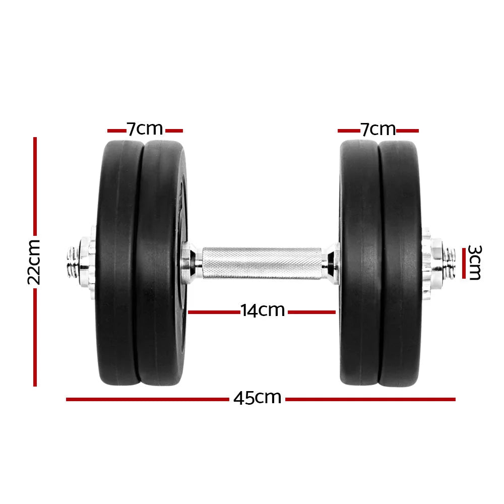 Dumbbell Set 25KG Weight Plates Home Gym Fitness Exercise