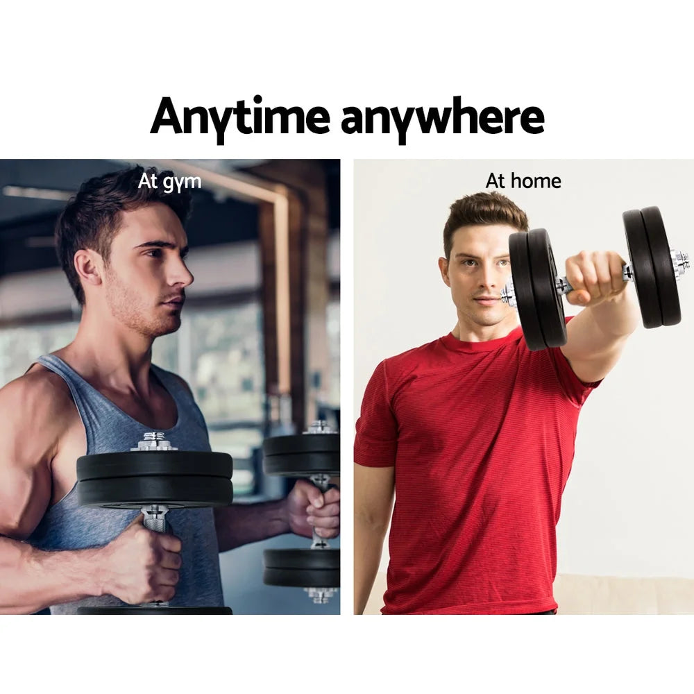 Dumbbell Set 25KG Weight Plates Home Gym Fitness Exercise