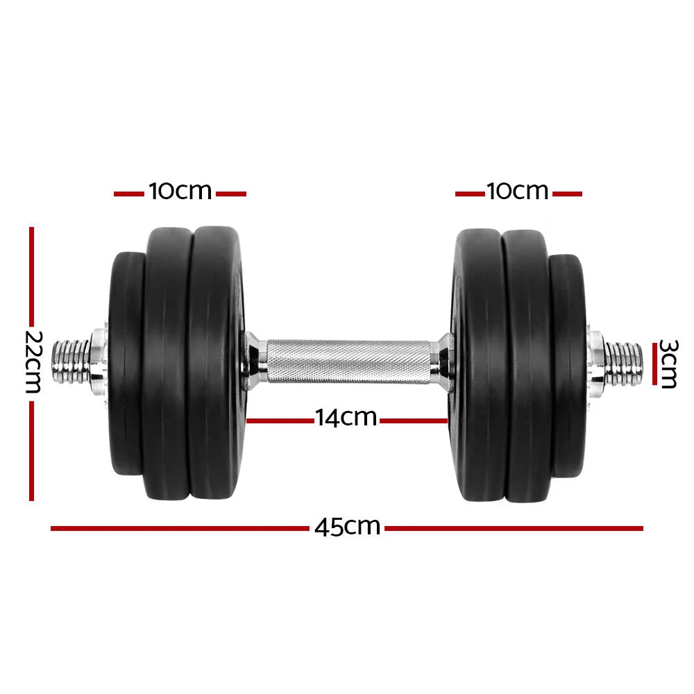 Dumbbell Set 30KG Weight Plates Home Gym Fitness Exercise