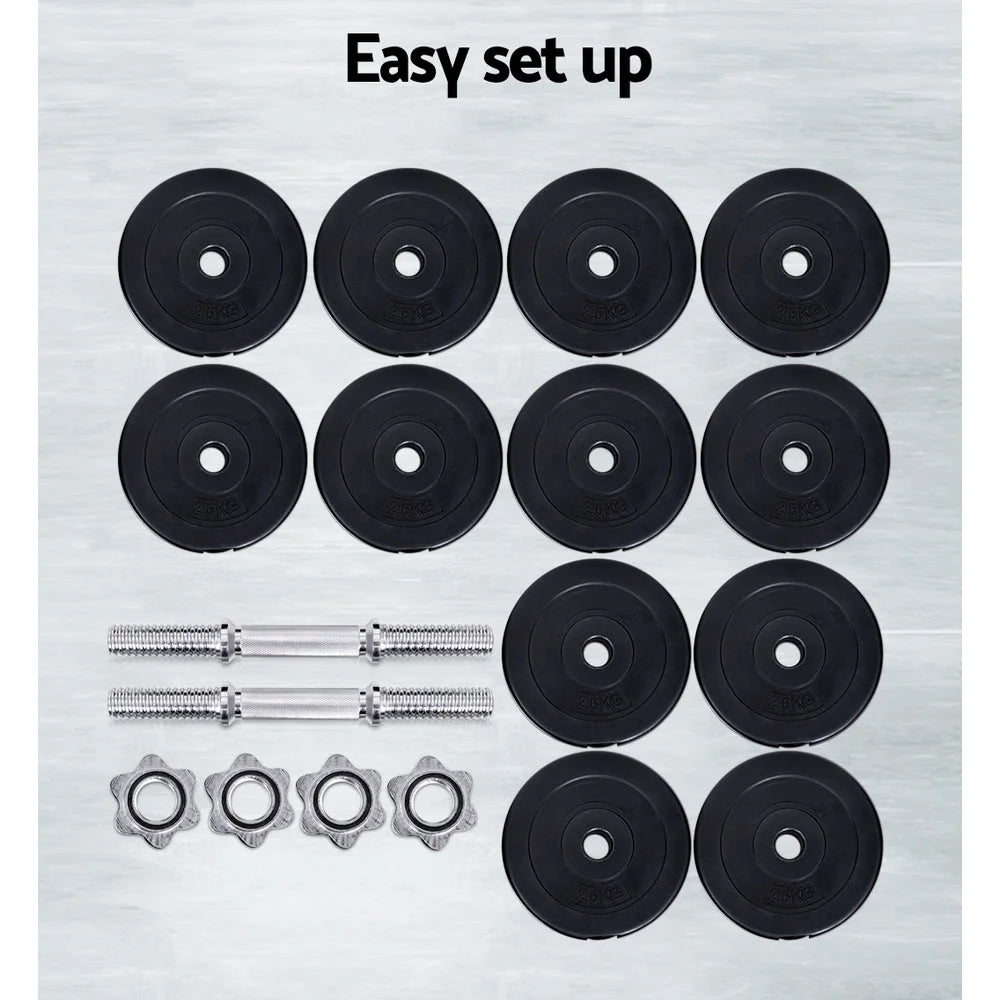 Dumbbell Set 35KG Weight Plates Home Gym Fitness Exercise