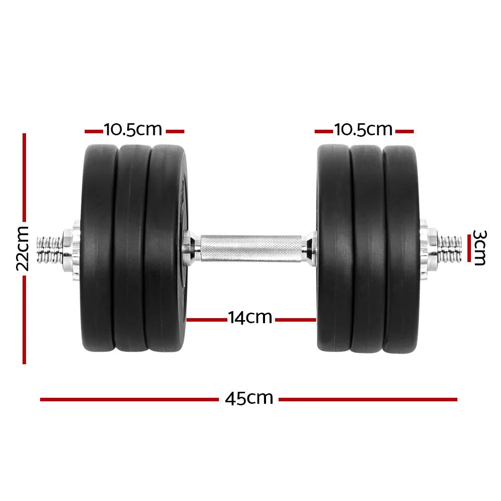 Dumbbell Set 35KG Weight Plates Home Gym Fitness Exercise