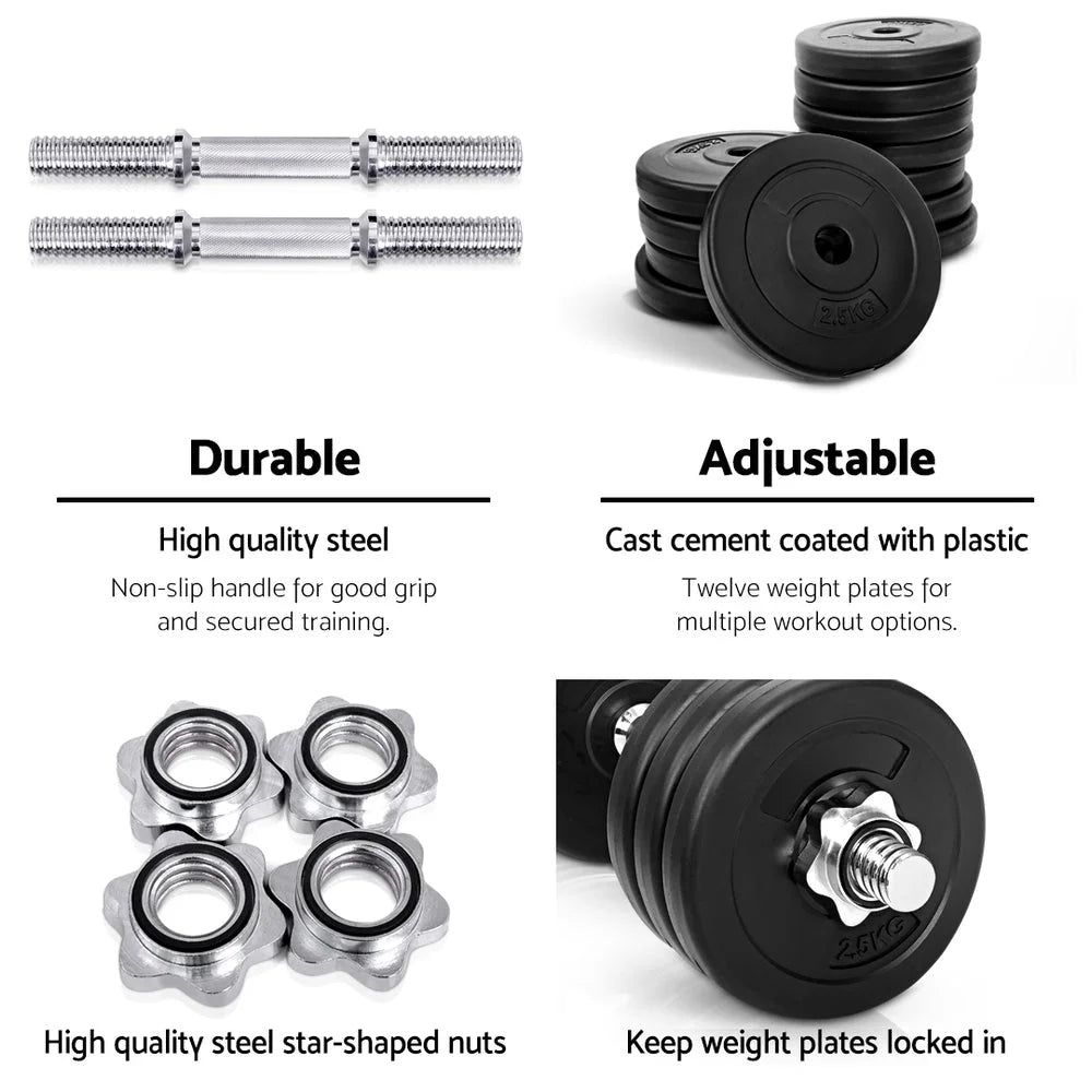 Dumbbell Set 35KG Weight Plates Home Gym Fitness Exercise