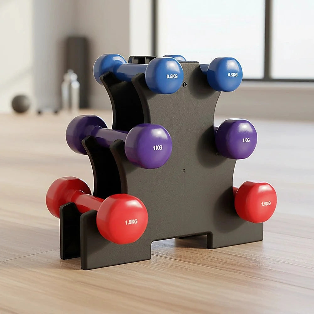 Dumbbell Set 6-Piece - Includes Rack - Fitness Accessories