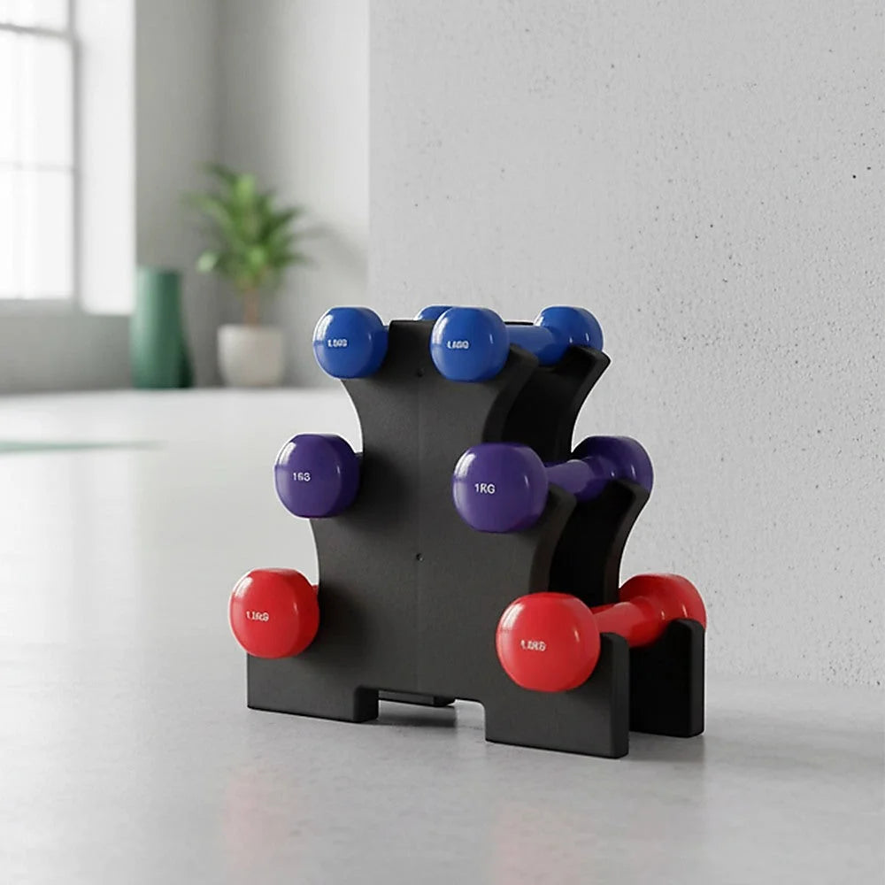 Dumbbell Set 6-Piece - Includes Rack - Fitness Accessories