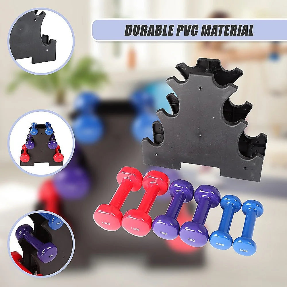 Dumbbell Set 6-Piece - Includes Rack - Fitness Accessories