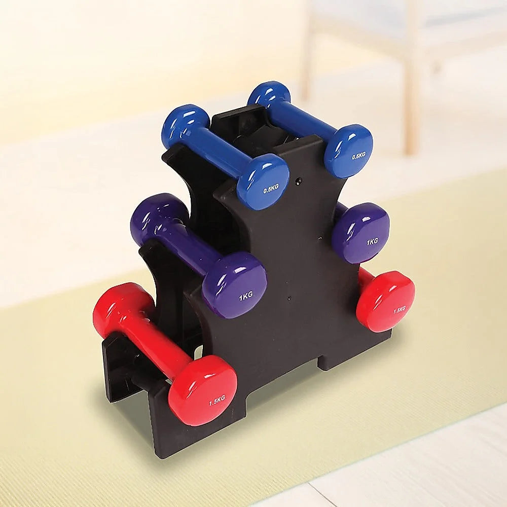 Dumbbell Set 6-Piece - Includes Rack - Fitness Accessories