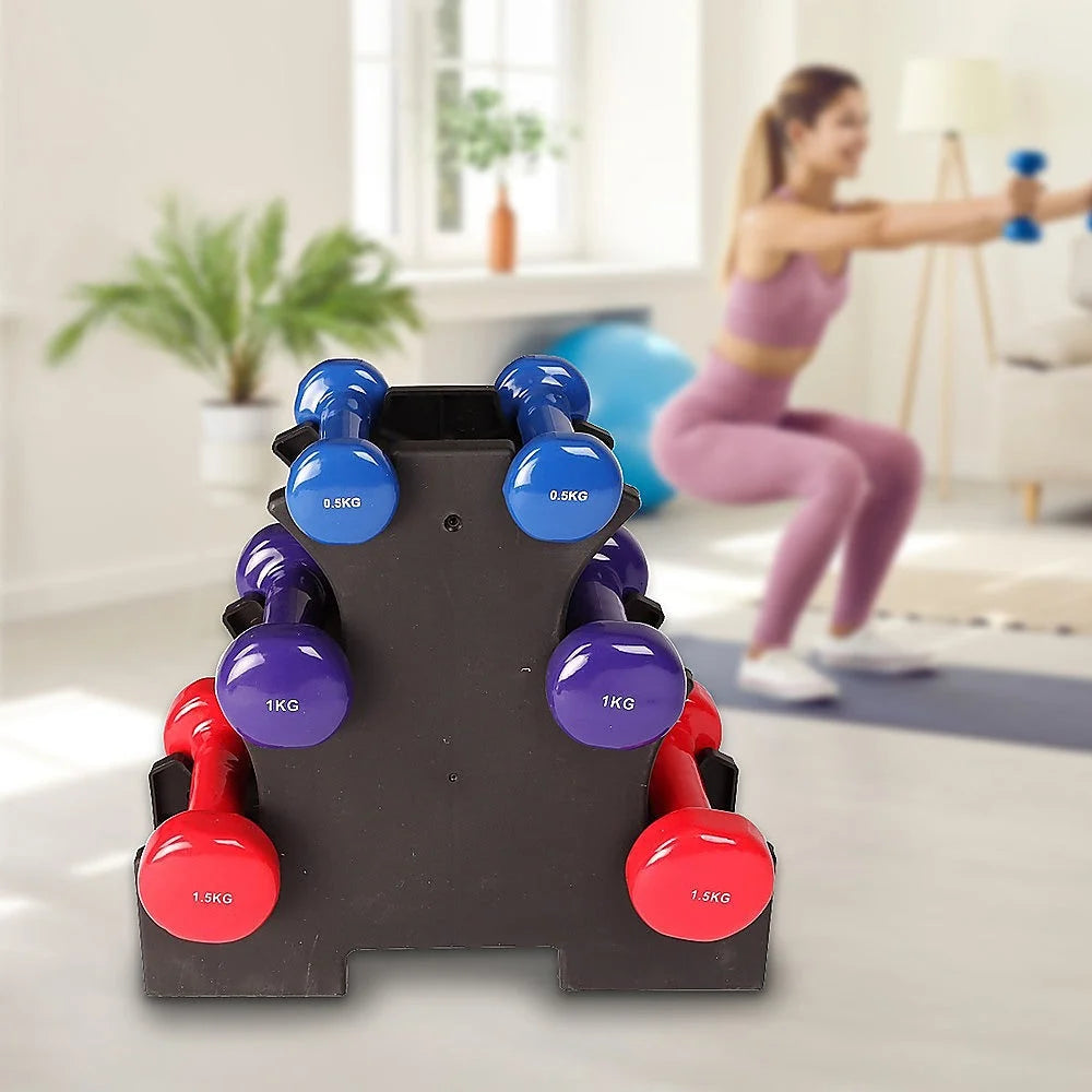 Dumbbell Set 6-Piece - Includes Rack - Fitness Accessories