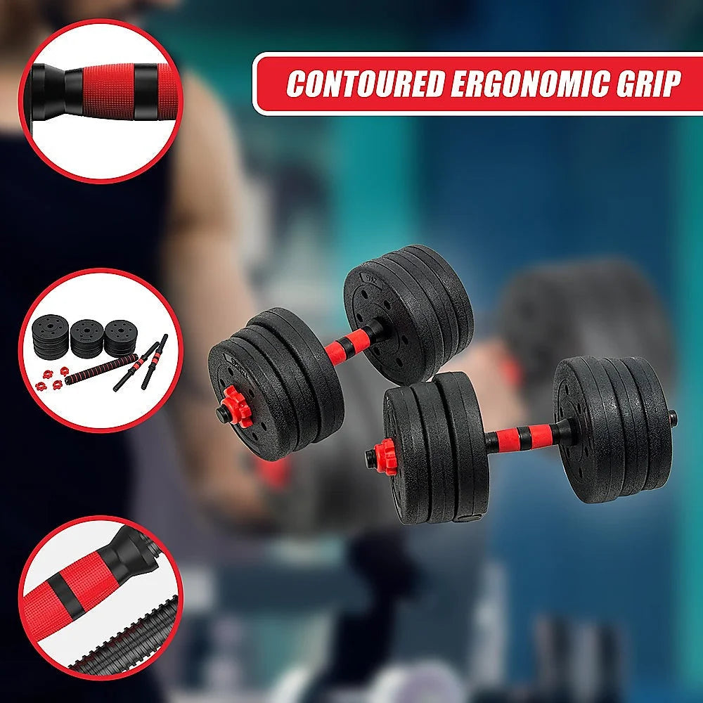 Dumbbell Set Adjustable 20kg Rubber Barbell Home Gym