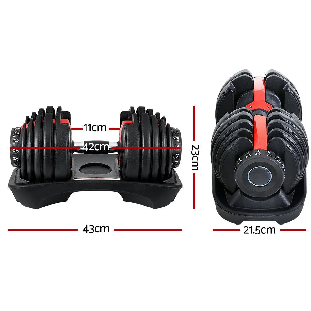 Dumbbells Adjustable 24kg Weight Plates Home Gym - 2PCS