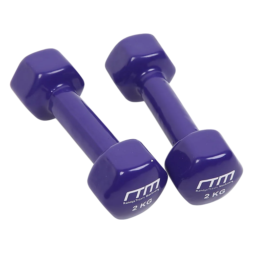 Dumbbells Pair 2KG PVC Hand Weights Rubber Coated - Fitness