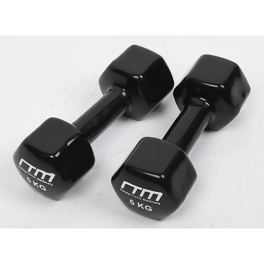 Dumbbells Pair 5KG PVC Hand Weights Rubber Coated - Fitness