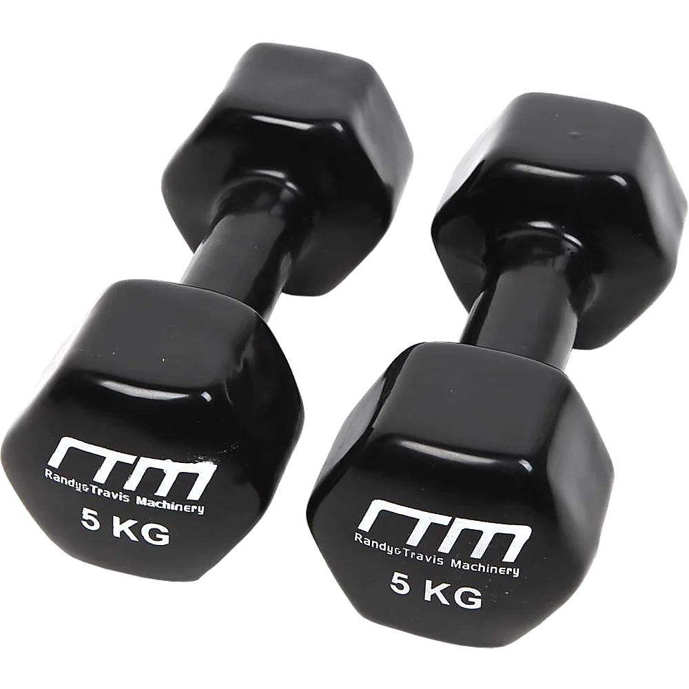 Dumbbells Pair 5KG PVC Hand Weights Rubber Coated - Fitness