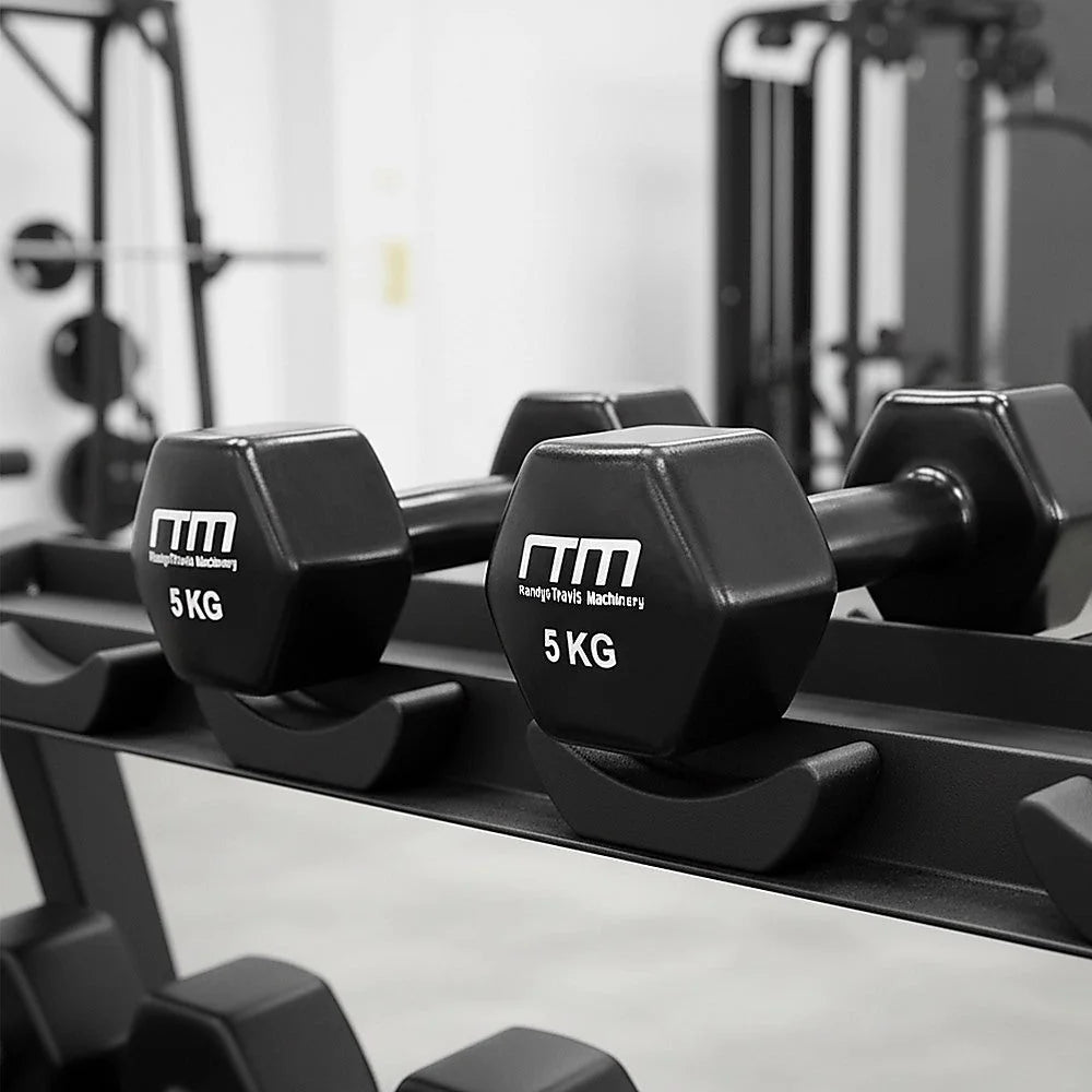 Dumbbells Pair 5KG PVC Hand Weights Rubber Coated - Fitness